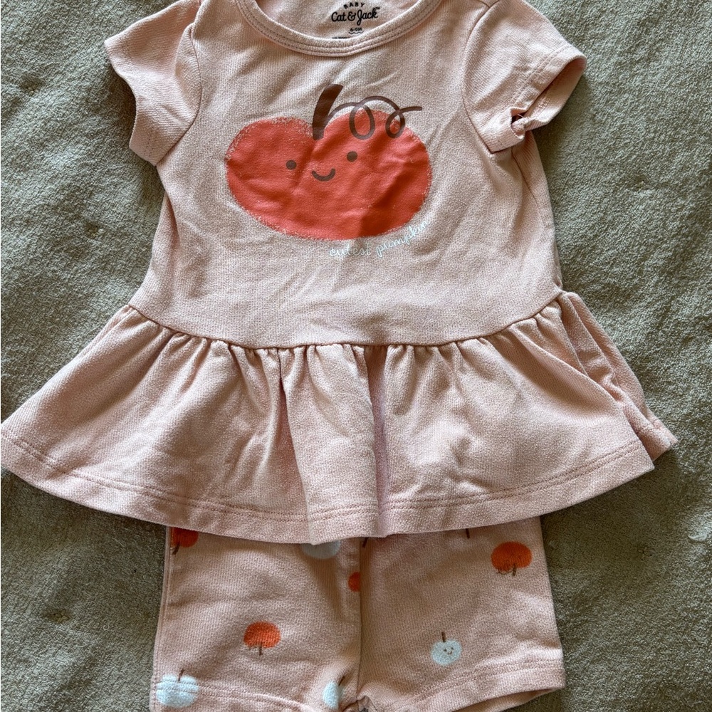 Cat & Jack Peach Pink Pumpkin Peplum Top and Shorts Set